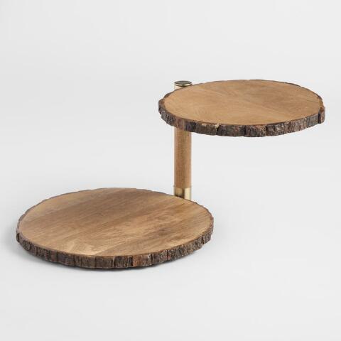 wood 2 tier round stand