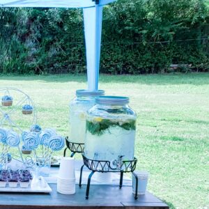 Glass drink / beverage dispenser with metal stand