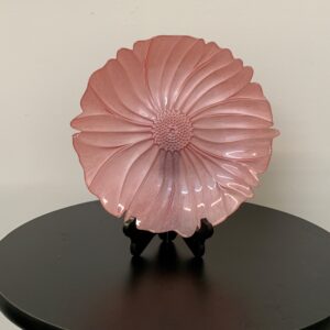 GLASS CHARGER PLATE PALE ROSE FLOWER
