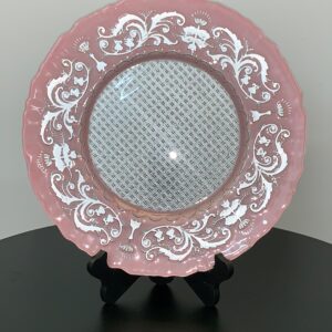 GLASS CHARGER PLATE PALE PINK ROSE VINTAGE