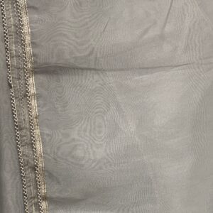 GREY SHEER W/SILVER BEAD TRIM OVERLAY