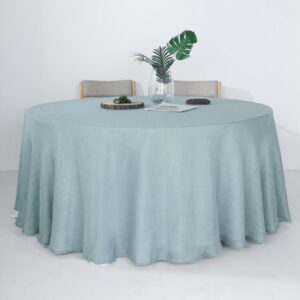 120" Dusty Blue FAUX Linen Round Tablecloth (Textured & Wrinkle Resistant)