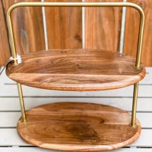 Wood Oval 2 Tier Stand