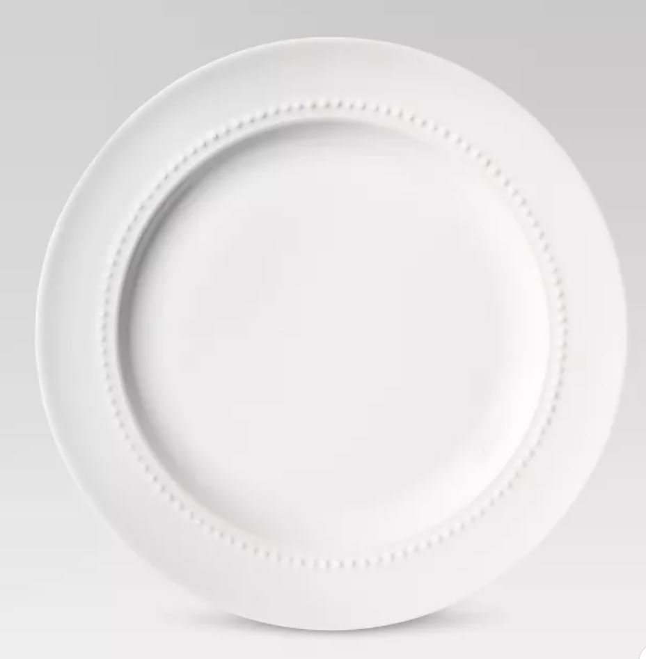 White Beaded Salad Plate
