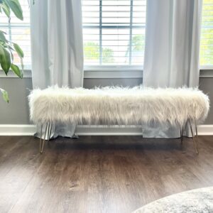 White Gold Fur Bench