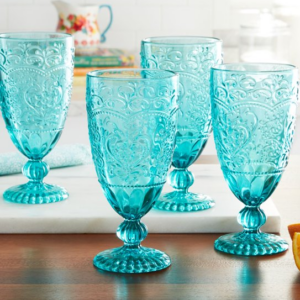 Pioneer Woman Amelia Water Goblets Teal