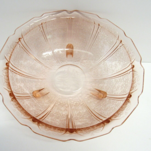 Jeannette Cherry Blossom 3 Footed Serving Bowl Peach/Pink 10"