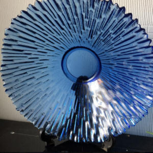 Kosta Glasbruk Large Glass Blue Icicle Presentation Bowl 15" x 3"