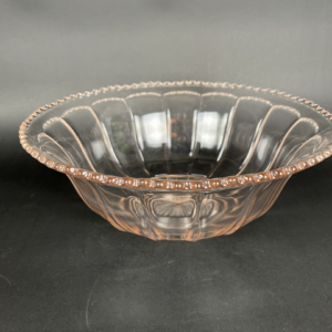 Heisey Colonial Heavy Glass Punch Bowl Rose 15"x 6" tall w/ladle