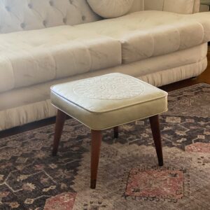 Vintage Square White Ottoman