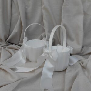 White Flower Girl Basket