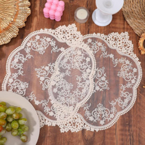 Lace Tea Mat - Off White 17" x 12"